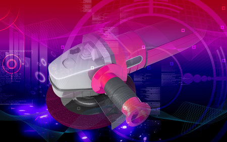 Digital illustration of angle grinder in colour background	の写真素材