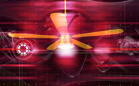 Digital illustration of ceiling fan in colour background	の写真素材