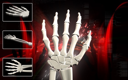 Digital illustration of hand bone in colour background 	の写真素材