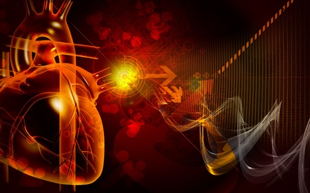 Digital illustration of  heart  in  colour  background	の写真素材