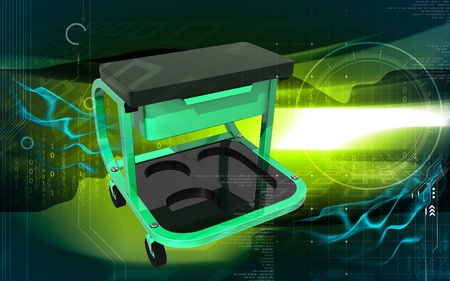 Digital illustration of Roller seat with drawer in colour background	の写真素材