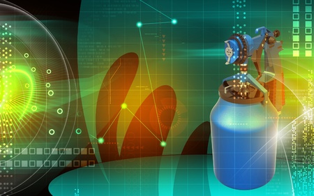 Digital illustration of nozzle spray gun in colour background	の写真素材