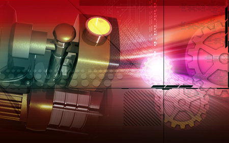 Digital illustration of pressure pump in colour background	