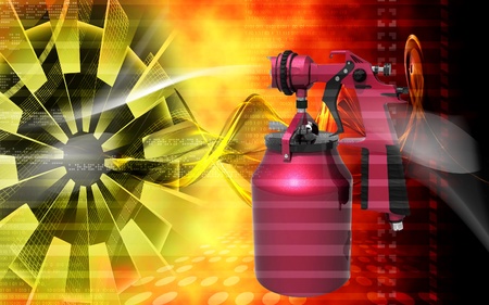 Digital illustration of nozzle spray gun in colour background	の写真素材