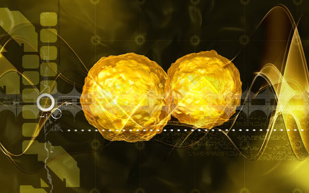 Digital illustration of  polio virus in colour  background	