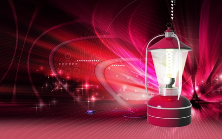 Digital illustration of a Rechargeable floured lantern  in colour background	の写真素材
