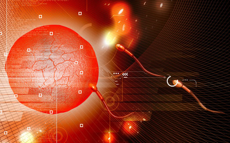 Digital illustration of  sperm  in colour  background 	の写真素材