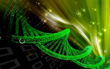 Digital illustration DNA structure in colour background 	の写真素材