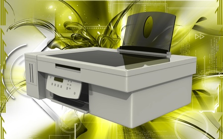 Digital illustration of printer in colour background	の写真素材