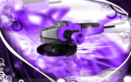 Digital illustration of angle grinder in colour background	の写真素材