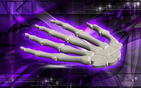 Digital illustration of hand bone in colour background の写真素材