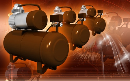 Digital illustration of air compressor in colour background	の写真素材