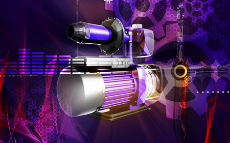Digital illustration of pressure pump in colour background	