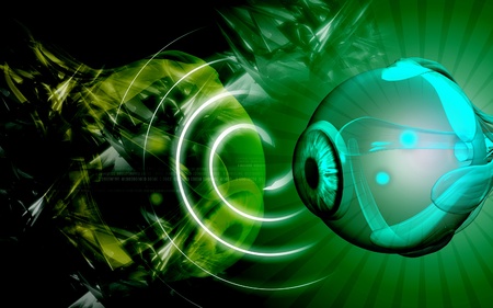 Digital illustration of  eye   in  colour  background 	の写真素材