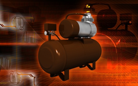 Digital illustration of air compressor in colour background	の写真素材