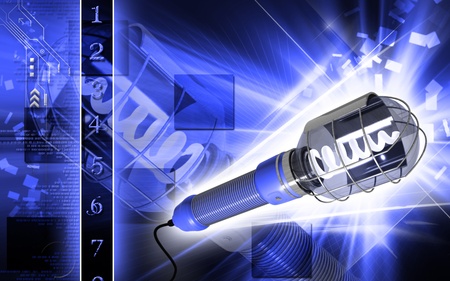 Digital illustration of  a Wire cage work light fan in colour background 	の写真素材