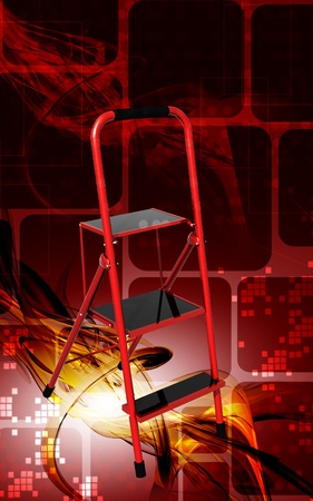 Digital illustration of ladder in colour background	の写真素材