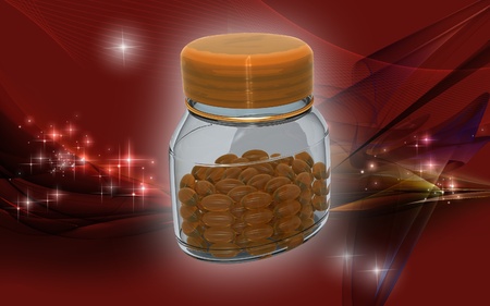 Digital illustration of capsule bottle in colour backgroundの写真素材