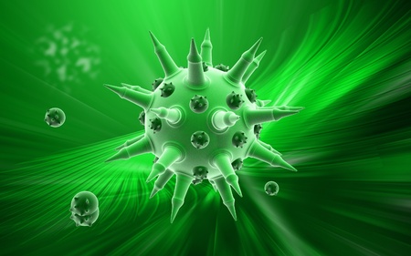 Digital illustration of  Flu virus in colour  background 	の写真素材