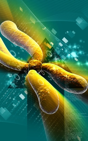 Digital illustration  of chromosome in   colour background  	の写真素材