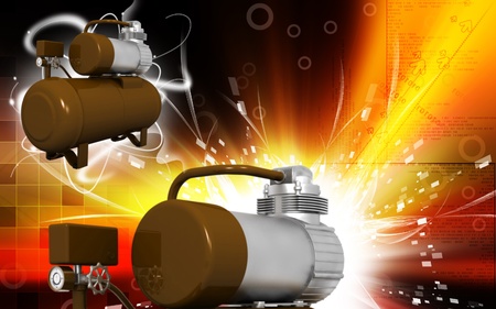 Digital illustration of air compressor in colour background	の写真素材