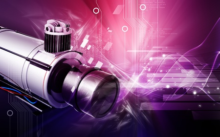 Digital illustration of air compressor in colour background	の写真素材