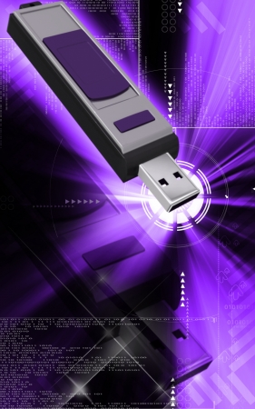 Digital illustration of  a pen drive   in background 	の写真素材