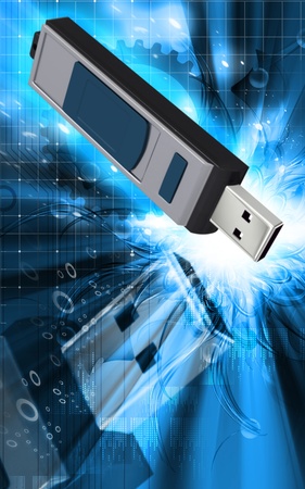 Digital illustration of  a pen drive   in background 	の写真素材