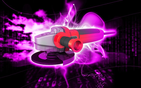 Digital illustration of angle grinder in colour background	の写真素材