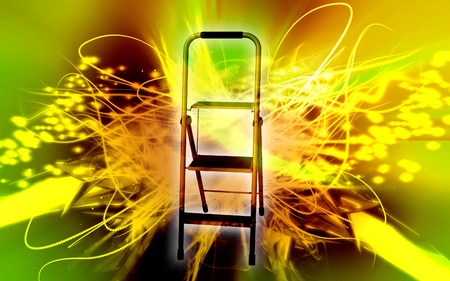 Digital illustration of ladder in colour background	の写真素材