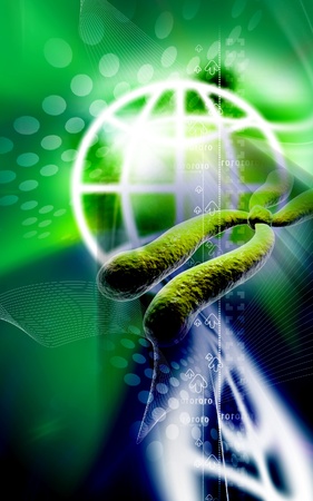 Digital illustration  of chromosome in   colour background  	の写真素材