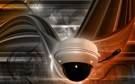 Digital illustration of security camera in colour background	