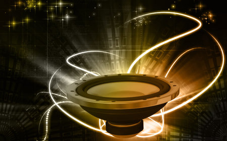 Digital illustration of car stereo in colour background	の写真素材