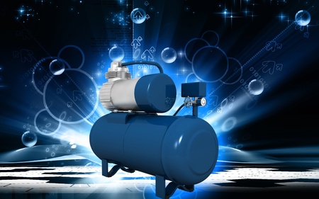 Digital illustration of air compressor in colour background	の写真素材
