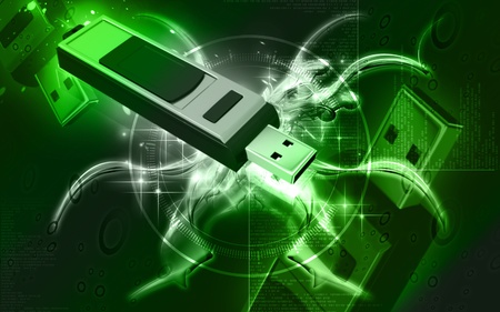 Digital illustration of  a pen drive   in background 	の写真素材