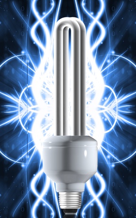 Digital illustration of a CFL light in colour background	の写真素材