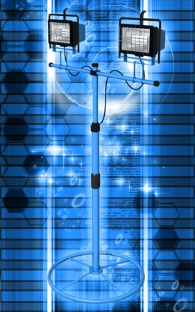Digital illustration of  a flood light in colour background 	の写真素材