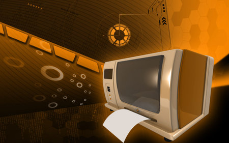 Digital illustration of  a Label writer in colour background 	