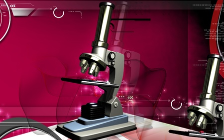 Digital illustration   of microscope in colour background	の写真素材