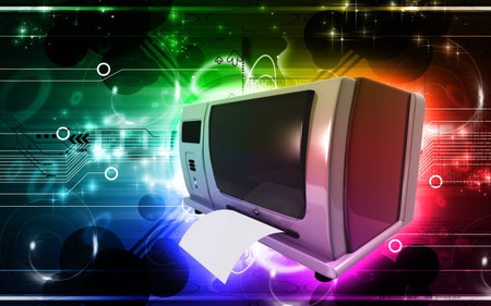 Digital illustration of  a Label writer in colour background 	