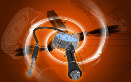 Digital illustration of Air tyre inflator in colour background	の写真素材