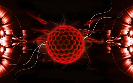Digital illustration of Sperm and Egg  in colour background 	の写真素材