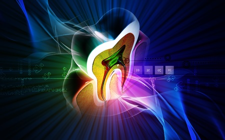 Digital illustration of teeth in colour  background  	 の写真素材