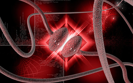Digital illustration of synapse in colour background 	