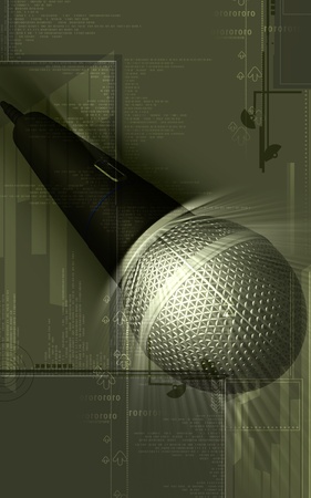 Digital illustration of microphone in colour background	の写真素材