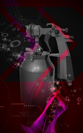 Digital illustration of nozzle spray gun in colour background	の写真素材