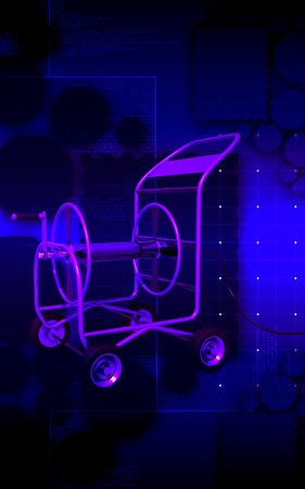 Digital illustration of a Service cart in colour background	の写真素材