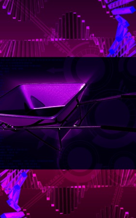 Digital illustration of metal tray wheel barrow in colour background	の写真素材