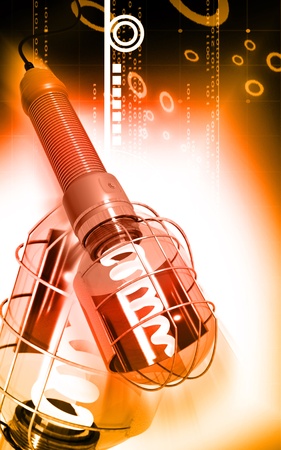 Digital illustration of  a Wire cage work light fan in colour background 	の写真素材