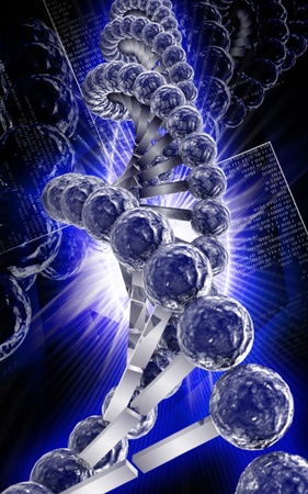 Digital illustration DNA structure  in colour background 	の写真素材